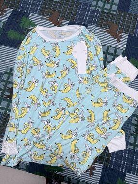 Little Sleepies Light Blue Banana Print Pajama Set
